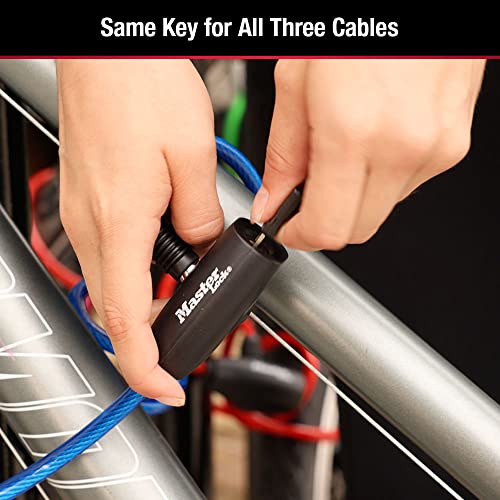 6 ft. Long Bicycle Cable Locks with Keys - Pack of 4 Colorful Keyed-Alike Cables