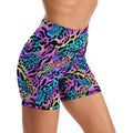 Leopard High Waisted Yoga Shorts Tummy Control Biker Shorts for Women Large