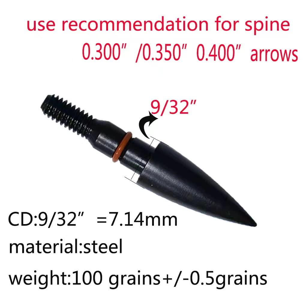 Field Points arrowheads 100 Grains Archery Field Points,9/32" Steel Screw in Archery Field Tips and Broadheads (1 Dozen 12 PCS)