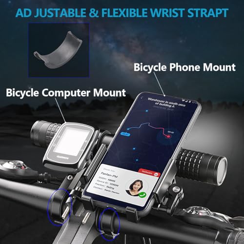 Redcomets 2400 Lumens Bicycle Front Light with USB Rechargeable Power Bank & Phone Mount