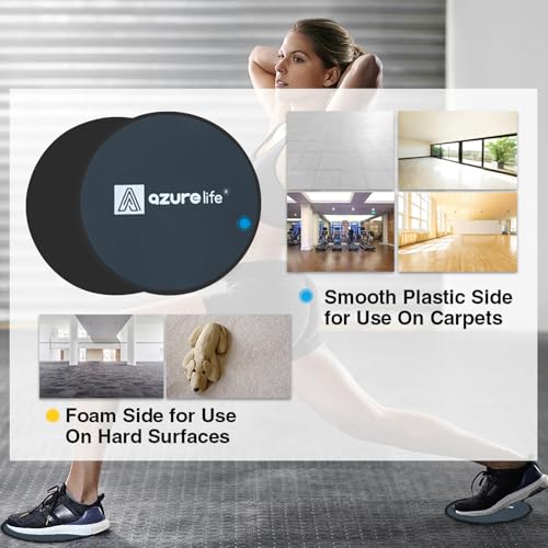 A AZURELIFE Black Dual-Sided Exercise Core Sliders for Abdominal & Core Workouts