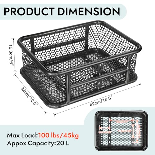 Large Waterproof Bike Basket with Reflective Cover & Cargo Net for E-Bikes