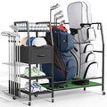 Sturdum 43.3in Golf Bag Organizer Rack with Wheels & Turf Mat