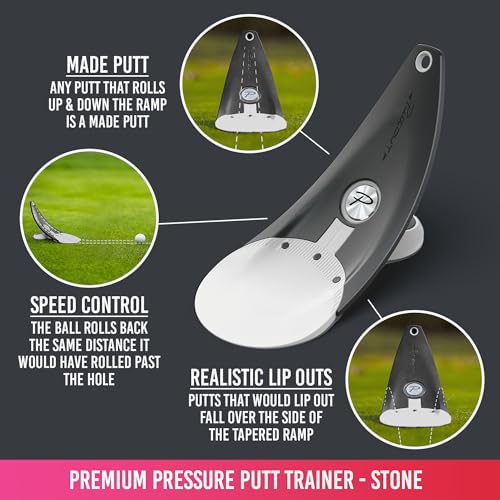 PuttOUT Premium Pressure Putt Trainer - Stone / Single Golf Practice Aid