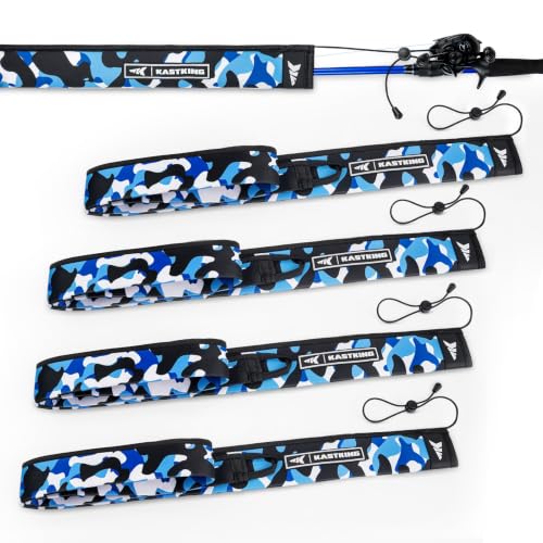 Blue Camo Fishing Rod Sleeves Set for Casting & Spinning Rods - 4 Pcs
