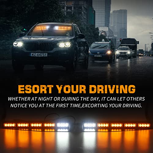 Amber Visor Light Bar 34 Inch 40 LED Strobe Lights for Vehicles - XRIDONSEN