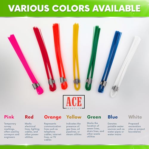 Orange Marking Whiskers with Stakes - Pack of 100 Durable Ground Markers