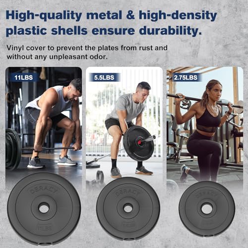 DERACY Adjustable 43lb Olympic Barbell Weight Set with 6 Plates & Foam Shoulder Pad