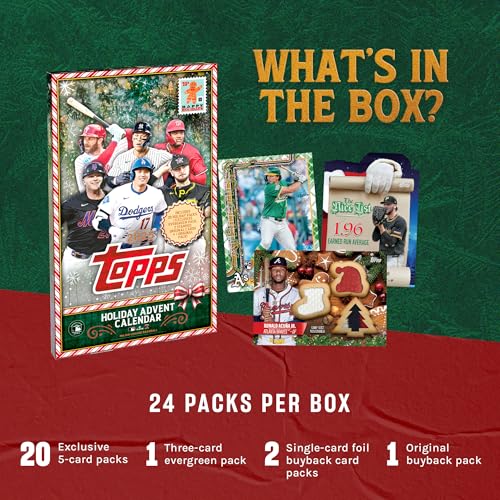 2025 Topps Holiday MLB Baseball Advent Calendar - Factory Sealed - Christmas Collectible - Includes 24 Packs with Stars & Parallels