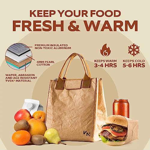 VonNova Women's Insulated Lunch Bag Classic Brown 7L Stylish & Durable Tote