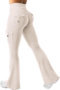 YEOREO CoreFlex Women's High-Waisted Flare Leggings - Hidden Pockets & No Front Seam for Gym & Yoga