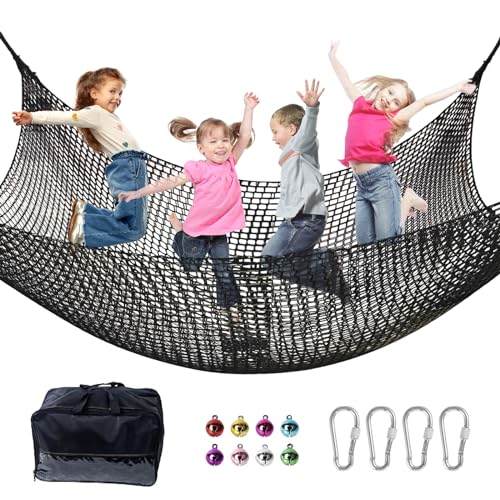 Kids Climbing Net 9.9ft x 9.9ft Heavy Duty Playground Safety Mesh - Black