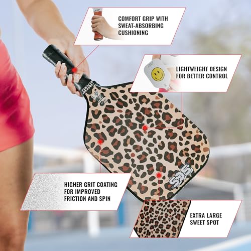 Salted City Sports Leopard Carbon Fiber Pickleball Paddle - USA Approved, 13mm Core