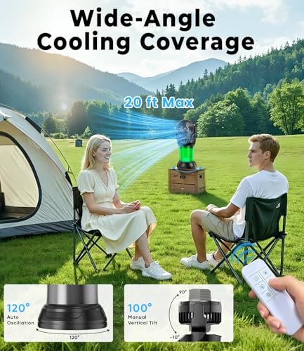 Hasealam Black Outdoor Misting Fan with Remote & RGB Lights, 2L Tank, 4 Speeds