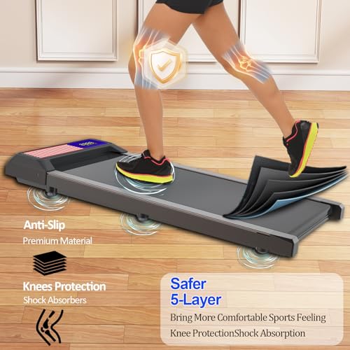 Upreign Under Desk Treadmill with 5% Incline, 2.5HP Portable Walking Pad with Remote & LED Display