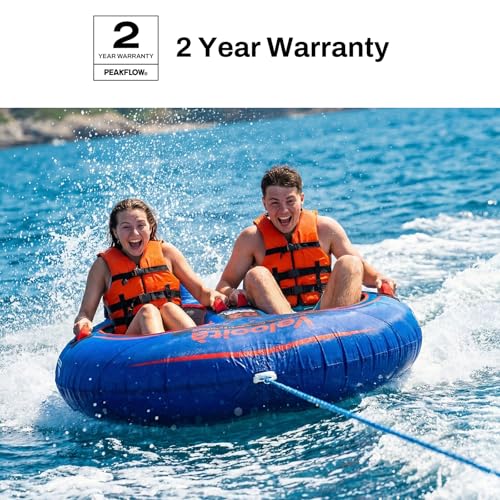 PEAKFLOW Velocita 2-Rider Towable Tube for Boating - High-Speed Water Fun