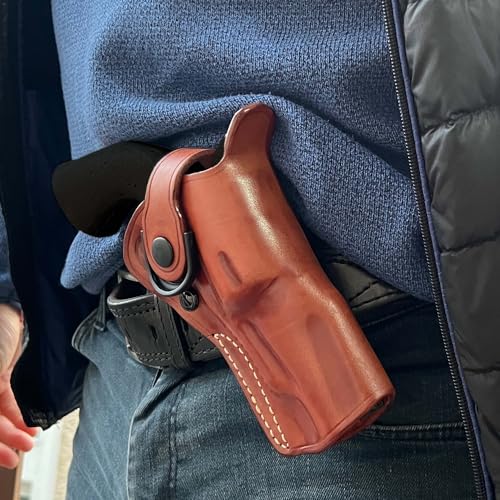MASC Leather Paddle Holster for Pietta 1860 .44 Snub Nose, Retention Strap, Adjustable Cant