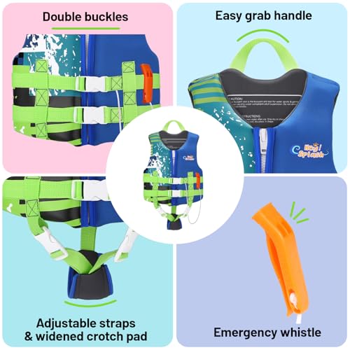 Kids Swimming Vest - Toddler Floatation Jacket for Ages 6-9 Indigo L