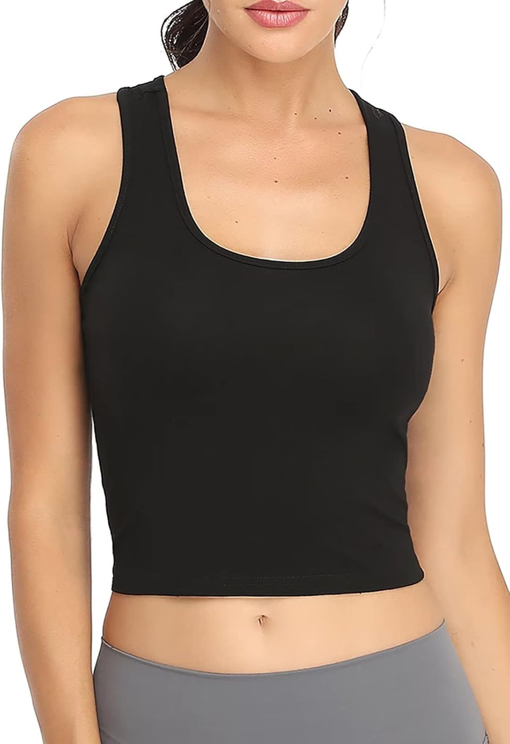 Porvike Sports Crop Tank Tops - Women's Racerback Workout Tanks | Cotton Sleeveless Gym Shirts (3 Pack)