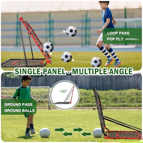 BaseGoal Dual-Sided Baseball Softball Rebounder Net 33.5x33.5in Black-Red