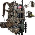 YVLEEN Forest Shadow Green Camo Hunting Backpack with Rifle & Bow Carry, Detachable Waist Pack