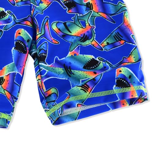Kids Short Sleeve Rash Guard Swimwear Set - Dinosaur Pattern, 6-7 Years, Shark Color