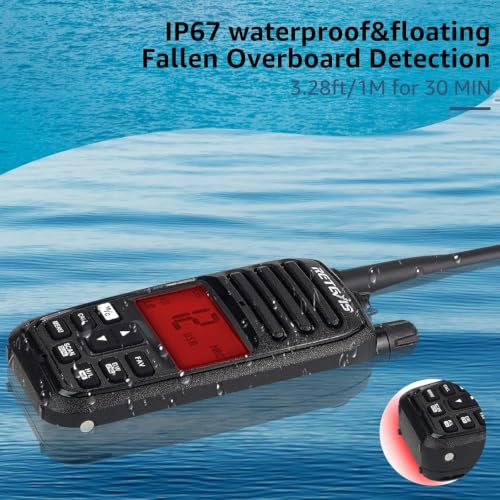 Marine VHF Radio 5W Waterproof Floating Handheld with Noise Cancellation
