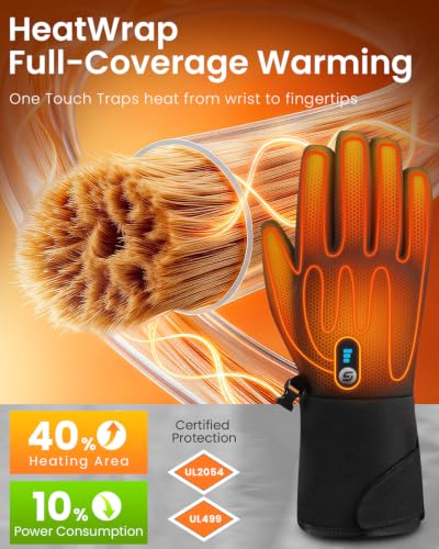 JS LifeStyle Rechargeable Heated Gloves for Men & Women, Black, Medium