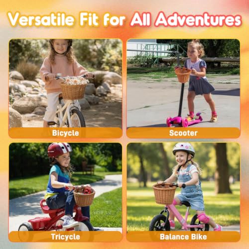 Kids Bicycle Basket Set with Reflective Safety Decor - All-in-One Ride Accessory