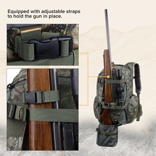 Forest Camo Hunting Backpack 40L with Rain Cover for Bow Rifle Gun - Large Capacity Tactical Day Pack