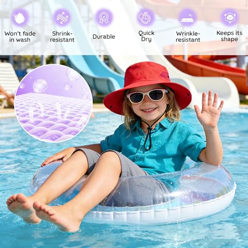 Pink Kids Sun Hat UPF 50+ Summer Beach Bucket Hat for Girls 4-8 Years