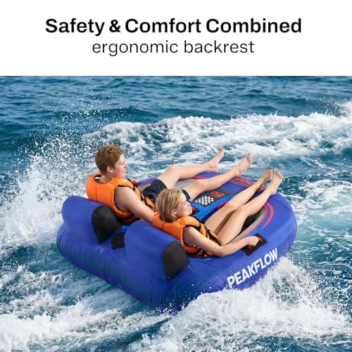 PEAKFLOW Velocita 2-Rider Towable Tube for Boating - High-Speed Water Fun