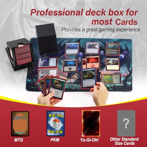 Stepane Black MTG Deck Box with Double Display Windows & Dividers - 1 Pack