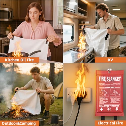 Andyssey 6 Pack Fire Blanket 40x40 Inches Emergency Fire Safety Kit
