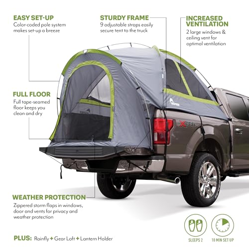 Napier Backroadz Truck Tent for Full Size Short Bed (5.5'-5.8') Grey/Green - 2 Person Camping