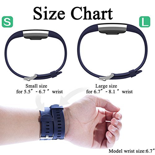 Maledan Replacement Bands for Fitbit Charge 2 Small 3-Pack Black Blue Plum