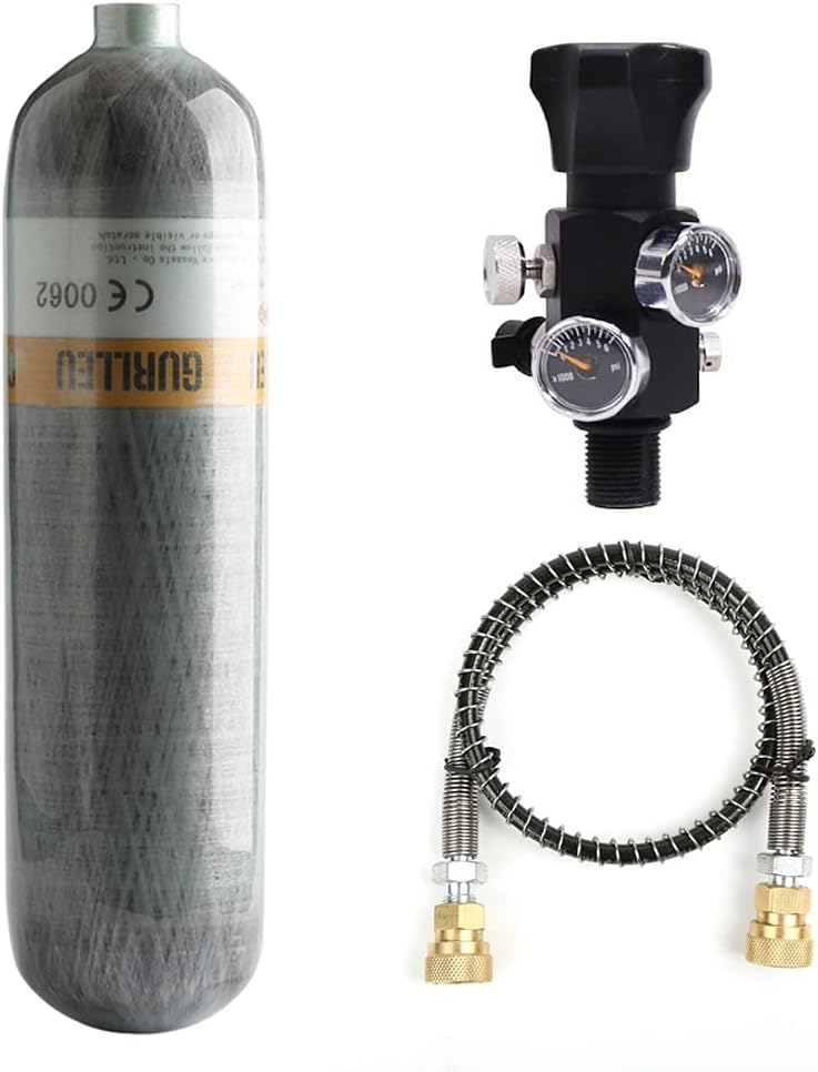 Skiennix Carbon Fiber Air Tank - 30 Cu Ft | 4500 PSI Compressed Air System with Regulator & Dual Gauges
