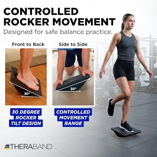 Balance Trainer Rocker Board - Wobble Balance Board for Core & Rehab - Black - Variation of Rocker Board