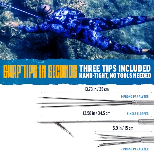 Reef Sling Spear Pole - 6ft Hawaiian Sling Fishing Spear with Blue Variation