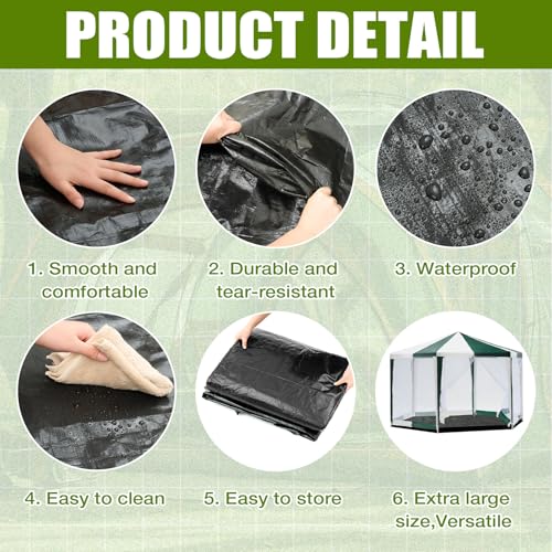 Tinideya 12.5 ft Waterproof Hexagon Tent Floor Mat with Vertical Edge for Camping