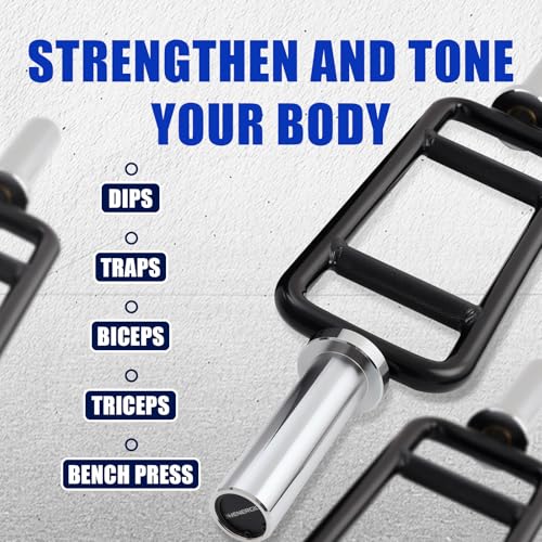 34-Inch Hard Chrome Olympic Triceps Bar with 500LB Capacity - Silver & Black