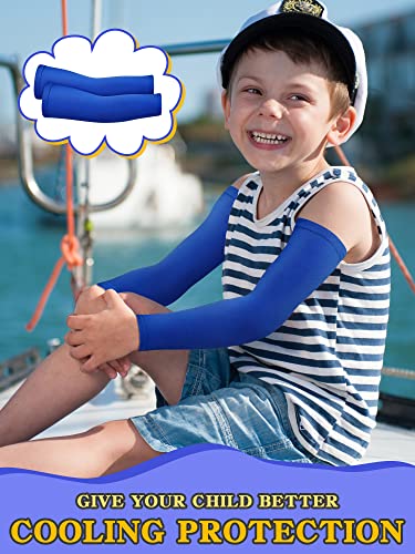 Kids UV Protection Arm Sleeves - 10 Pairs Ice Silk Cooling Sun Sleeves for Ages 8-12, Cute Colors