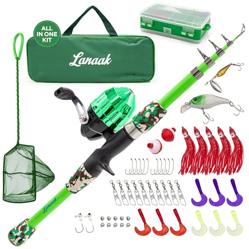 Kids Telescopic Fishing Pole Set - Green, 1.5m, Portable Tackle Kit for Ages 5-10