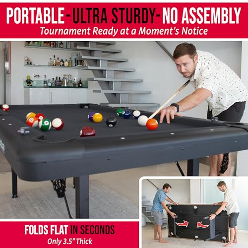 GoSports 7 ft Black Portable Billiard Table - No Assembly, Complete Set