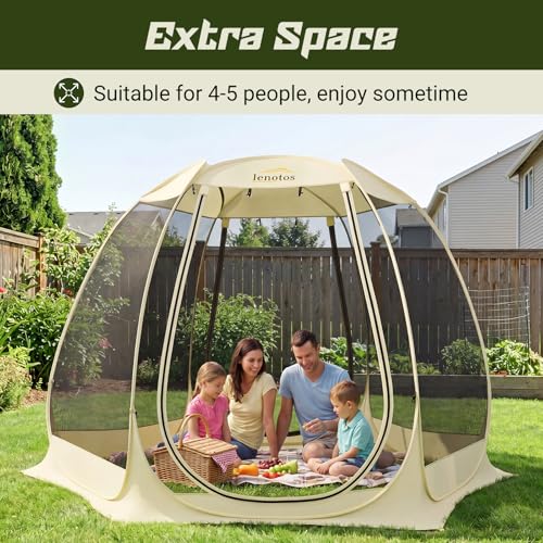 Lenotos 10x10 Ft Pop Up Screen House Tent with Mosquito Netting, Portable Gazebo for Camping