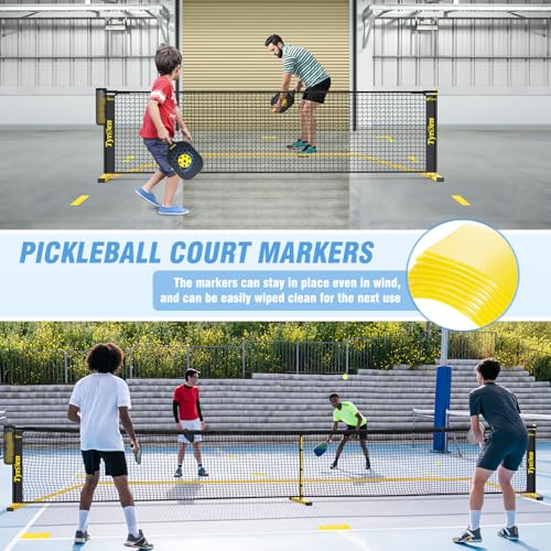 Portable Pickleball Net with Court Markers & Ball Collector - 22ft & 11ft Sizes, Carry Bag, Outdoor & Backyard Use - Variation of Pickleball Net with Court Markers
