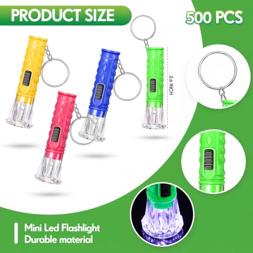 Mini LED Keychain Flashlights 500 Pack - Portable Small Torch Lights for Gifts & Events