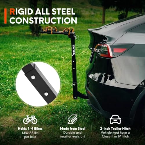2 Bike Car Hitch Rack | SUV RV Bicycle Carrier with Tilt & Rubber Straps