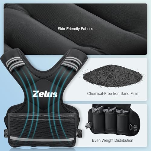 Weighted Vest for Men Women - Adjustable 11-20 lb Fitness Vest with Removable Weights - Black