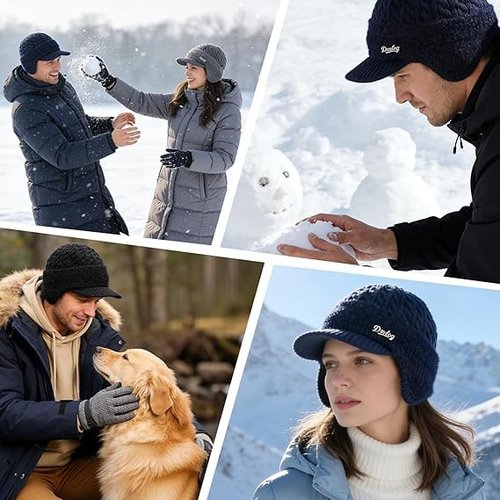 Coldshield Trapper, Warm Faux Fur Ear Flap Hat with Windproof Shell,Baseball Beanie Cozy Lined Aviator Hat for Skiing & Outdoor (Blue)
